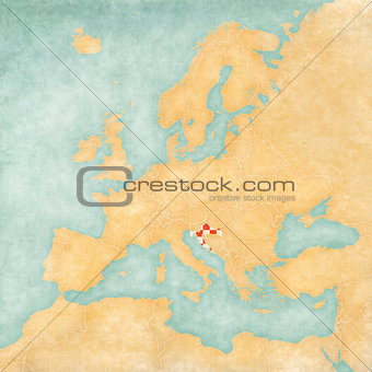 Map of Europe - Croatia (Vintage Series)