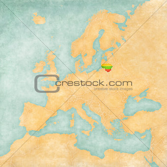 Map of Europe - Lithuania (Vintage Series)