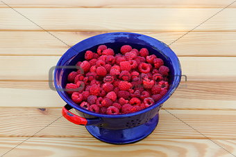 Raspberries in colander