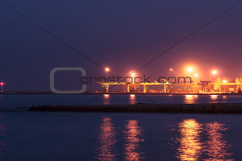 Industrial port at night