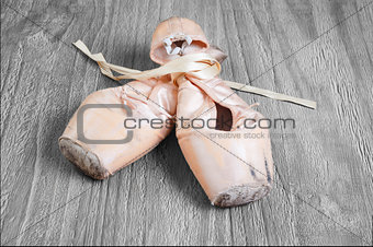 Old used  ballet pointe shoes