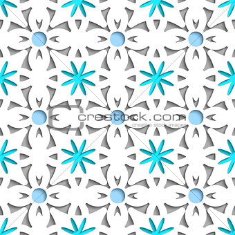Simple white repainting flowers with blue seamless