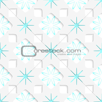 White snowflakes with blue inner parts seamless