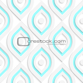 White vertical pointy ovals with dots seamless