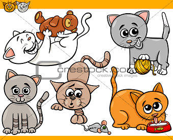 happy cats cartoon illustration set