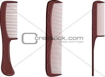 Three brown hairbrush