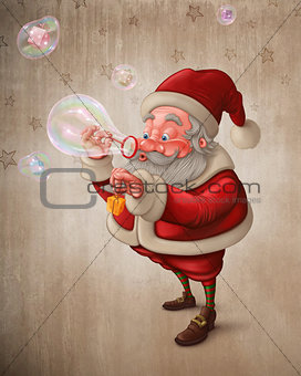Santa Claus and the bubbles soap