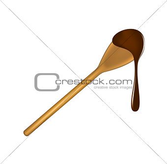 Wooden spoon with chocolate
