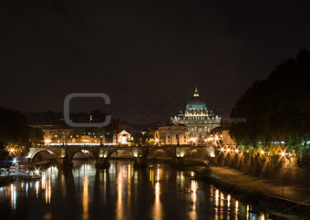 St. Peter's Basilica, Vatican City, by night