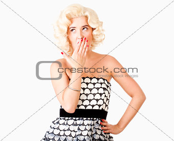 Portrait of Young Woman Yawning