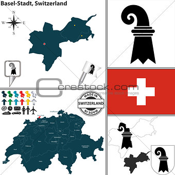 Map of Basel-Stadt, Switzerland