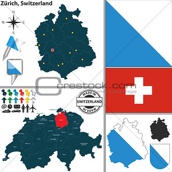 Map of Zurich, Switzerland