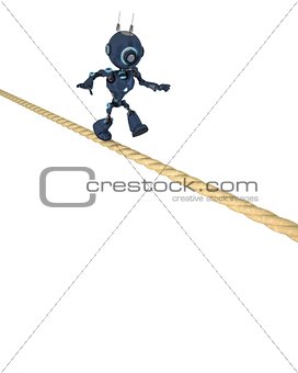 Android balancing on a tight rope