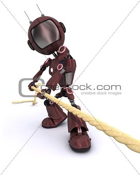 Android pulling on a rope 