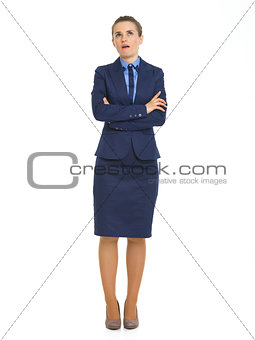 Full length portrait of annoyed business woman