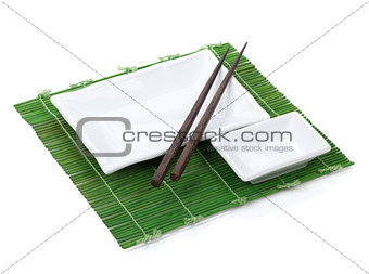 Empty plates and chopsticks
