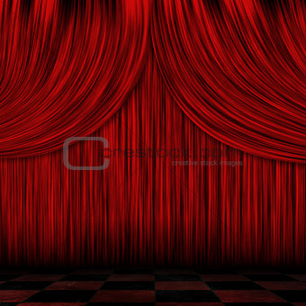 Closed red curtains