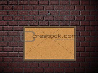 Cork board on brick wall