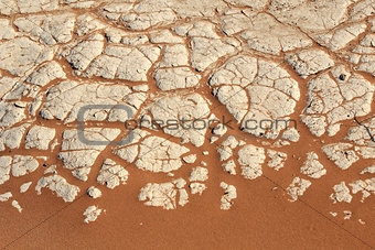 Soil detail of a dry pan, in the Sossusvlei sand dunes
