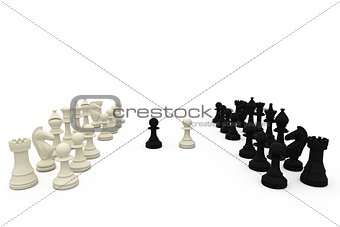 Black and white chess pieces