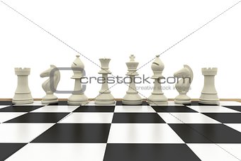 White chess pieces on board