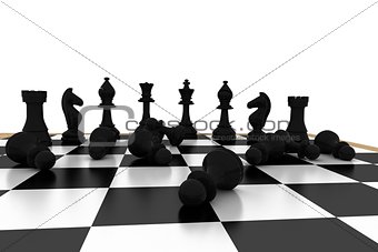 Fallen black pawns on chess board