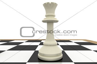 White queen on chess board