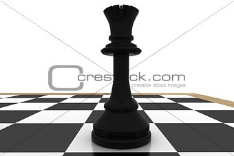 Black queen on chess board