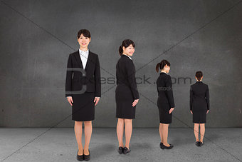 Composite image of multiple image of businesswoman