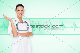 Composite image of pretty nurse presenting