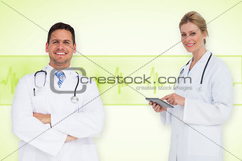 Composite image of happy medical team