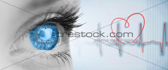 Composite image of blue eye on grey face