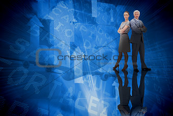 Composite image of serious business team