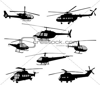 helicopters silhouettes collection
