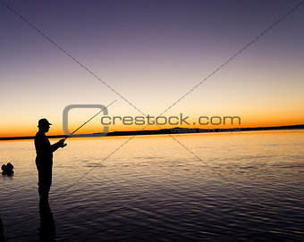 Fisher on the lake
