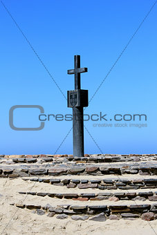 Stone cross at Cape Cross Bay, Skeleton Coast Namibia 