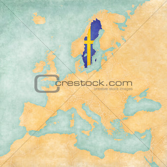 Map of Europe - Sweden (Vintage Series)