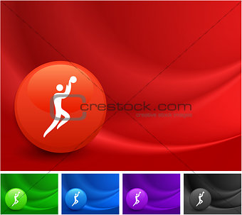 Basketball Icon on Multi Colored Abstract Wave Background