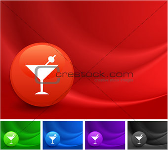 Martini Icon on Multi Colored Abstract Wave Background