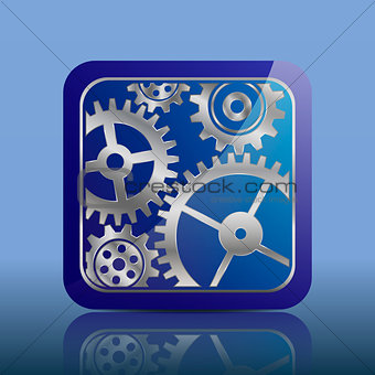 Button blue with gears
