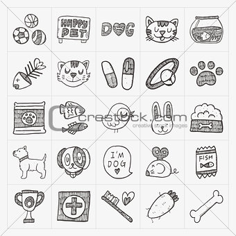 doodle pet icons set