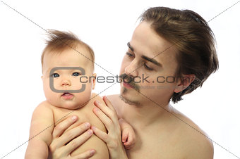 Father holding newborn baby