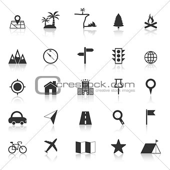 Location icons with reflect on white background