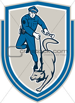 Policeman With Police Dog Canine Crest Retro