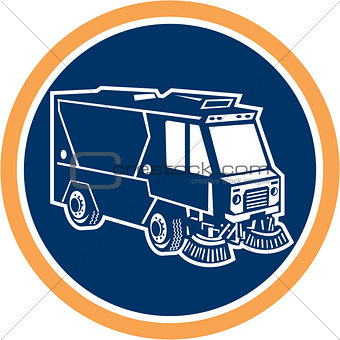 Street Cleaner Truck Circle Retro