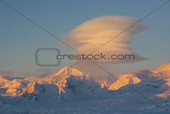 Lenticular clouds in the Antarctic.