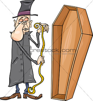 undertaker with coffin cartoon illustration