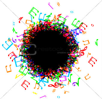 music notes colorful black frame