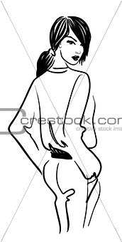sketch of back of young woman