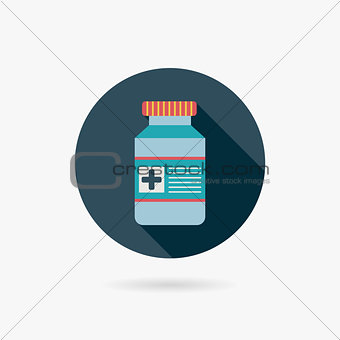 Medical Bottle Flat style Icon with long shadows